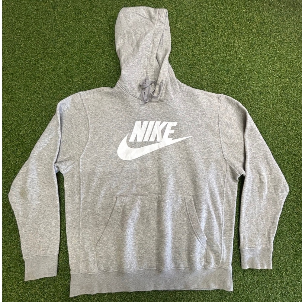 Nike Sportswear Club Fleece Hoodie Mens Medium Gray White Futura Logo Pullover